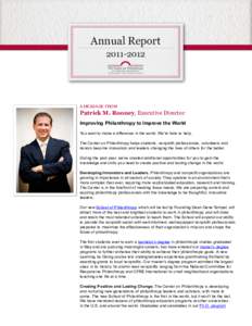 Annual Report[removed]a message from  Patrick M. Rooney, Executive Director