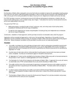 The Secretary of State’s office has received a federal grant to further the advancement of persons with disabilities participation in elections