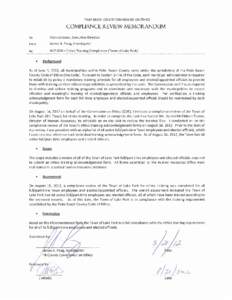PALM BEACH COUNTY COMMISSION ON ETHICS  COMPLIANCE R.EVIEW MEMOR.ANDUM To :  Alan Johnson, Executive Director