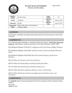 UTAH VALLEY UNIVERSITY  Page 1 of 13 Policies and Procedures