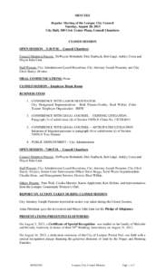 MINUTES Regular Meeting of the Lompoc City Council Tuesday, August 20, 2013 City Hall, 100 Civic Center Plaza, Council Chambers  CLOSED SESSION
