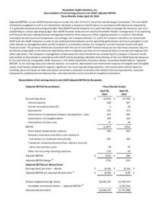 Streamline Health Solutions, Inc. Reconciliation of net earnings (loss) to non-GAAP adjusted EBITDA Three Months Ended April 30, 2014 Adjusted EBITDA is a non-GAAP financial measure under the rules of the U.S. Securities