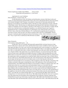 Southern Campaign American Revolution Pension Statements & Rosters Pension Application of John Colyer W8624 Grizzy Colyer Transcribed and annotated by C. Leon Harris  VA