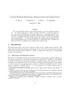 Locally Random Reductions: Improvements and Applications  D. Beavery J. Feigenbaumz J. Kilianx September 1, 1995