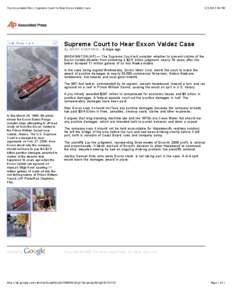 The Associated Press: Supreme Court to Hear Exxon Valdez Case