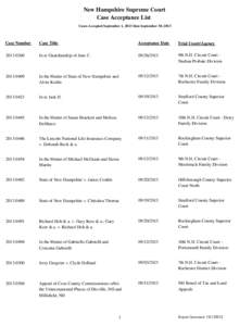 New Hampshire Supreme Court Case Acceptance List Cases Accepted September 1, 2013 thru September 30, 2013 Case Number