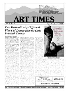 Inside:  Raleigh on Film; Bethune on Theatre; Behrens on Music; Trevens on Dance; Cole on Patrick Heron, “Color Magician”; Seckel on the Cultural Scene;