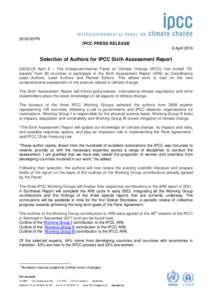 Do Not Cite, Quote or DistributePR IPCC PRESS RELEASE 6 April 2018