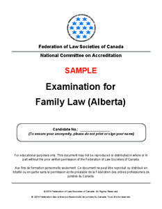 Federation of Law Societies of Canada National Committee on Accreditation SAMPLE  Examination for