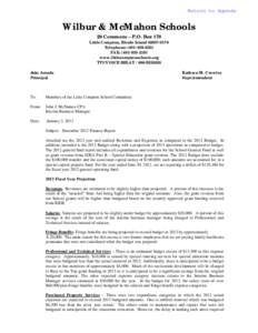 Return to Agenda  Wilbur & McMahon Schools 28 Commons – P.O. Box 178 Little Compton, Rhode Island[removed]Telephone: ([removed]