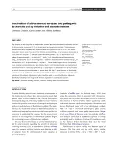 Q IWA Publishing 2008 Journal of Water and Health | 06.3 | Inactivation of Nitrosomonas europaea and pathogenic Escherichia coli by chlorine and monochloramine