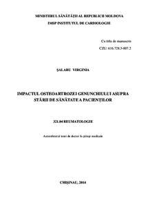 MINISTERUL SĂNĂTĂğII AL REPUBLICII MOLDOVA IMSP INSTITUTUL DE CARDIOLOGIE Cu titlu de manuscris CZU: [removed]