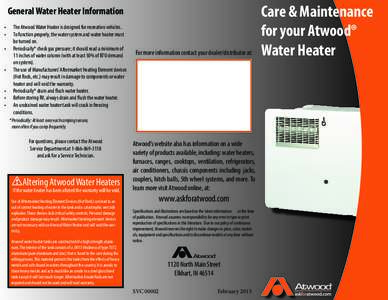 General Water Heater Information •	 • •	 •	 •