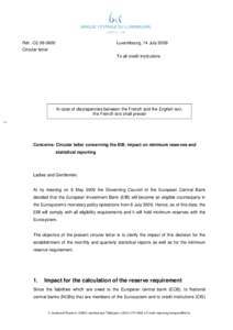 Réf.: C2[removed]Luxembourg, 14 July 2009 Circular letter To all credit institutions