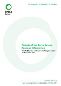 for the people  | for the planet | for the future Friends of the Earth Europe financial information