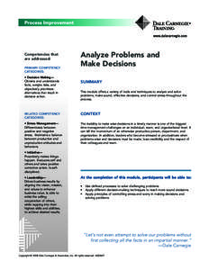 Competencies that are addressed: PRIMARY COMPETENCY CATEGORIES: • Decision Making— Obtains and understands