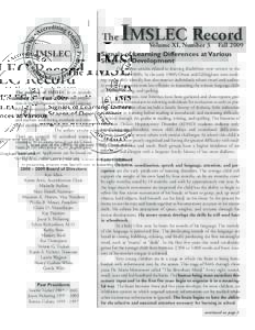 IMSLEC Newsletter - Fall 2009