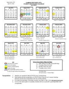 Approved by JOC:  CUMBERLAND PERRY AVTS STUDENT AND TEACHER CALENDAR