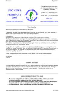 Newsletter  Page 1 of 8 The official monthly newsletter for Underwater Explorers Club