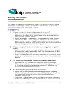 FOIP Frequently Asked Questions for School Jurisdictions
