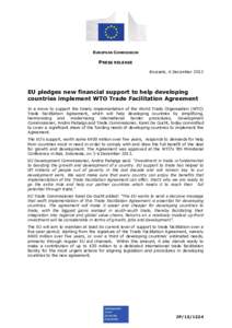 EUROPEAN COMMISSION  PRESS RELEASE Brussels, 6 December[removed]EU pledges new financial support to help developing