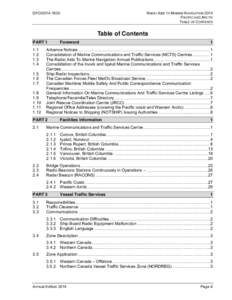 DFO[removed]RADIO AIDS TO MARINE NAVIGATION 2014 PACIFIC AND ARCTIC TABLE OF CONTENTS