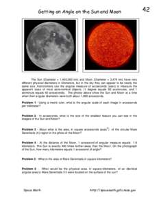 Space / Angle / Ballistics / Minute of arc / Angular diameter / Moon / Mare Serenitatis / Sun / Cosmic distance ladder / Astrometry / Astronomy / Physics
