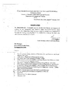 TO BE PUBLISHED IN PART I SECTION II OF THE GAZE 	 1 I L OF INDIA) Government of India Ministry of Personnel, Public Grievances and Pensions Department of Personnel and Training