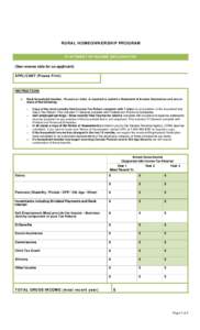 RURAL HOMEOWNERSHIP PROGRAM STATEMENT OF INCOME DECLARATION (See reverse side for co-applicant) APPLICANT (Please Print)