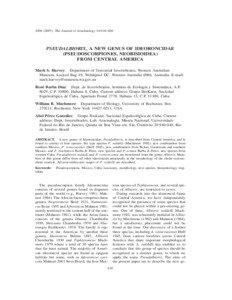 [removed]The Journal of Arachnology 34:610–626  PSEUDALBIORIX, A NEW GENUS OF IDEORONCIDAE