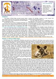 RABID BYTES The Newsletter of The Alliance for Rabies Control Issue 5 November 2007 Rabies in Wild Dogs