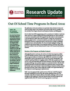 Research Update HIGHLIGHTS FROM THE OUT-OF-SCHOOL TIME DATABASE NUMBER 6  MARCH 2011