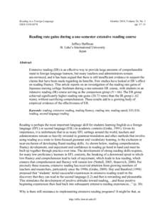 Reading rate gains during a one-semester extensive reading course