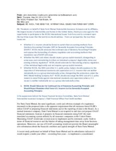 From: John Ashenfelter [mailto:[removed]] Sent: Thursday, May 29, 2014 3:31 PM To: NCOIL President Sen. Neil Breslin, NY Cc: Mike Lane Subject: RE: NCOIL TIME SENSITIVE: INTERNATIONAL ISSUES TAS