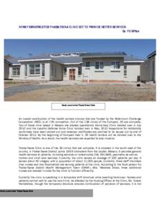 NEWLY CONSTRUCTED THABA THABAABA-TSEKA CLINIC SET TO PROVIDE BETTER SERVICES SERVICES By PO Office  Newly constructed ThabaThaba-Tseka Clinic