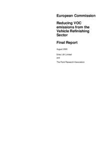 European Commission Reducing VOC emissions from the Vehicle Refinishing Sector Final Report