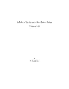 An Index of the Journal of Near Eastern Studies, Volumes 1-55 by  W. Randall Garr