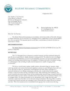 4 September 2012 Mr. Timothy J. Van Norman Chief, Branch of Permits Division of Management Authority Fish and Wildlife Service 4401 North Fairfax Drive