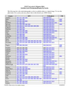 FDOT Surveying & Mapping Office Available Aerial Photography/Imagery by County The following list is the aerial photography we have available online as a digital image. To view the