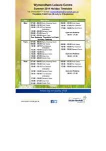 Microsoft Word - Summer[removed]Holiday Timetable_A5  version[removed]doc