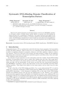Genome Informatics 15(2): 276–Systematic DNA-Binding Domain Classiﬁcation of Transcription Factors