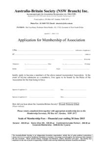 Australia-Britain Society (NSW Branch) Inc. Incorporated under the Associations Incorporation Act, 1984 (NSW) Registered No CFN[removed]under Section 16 of the Charitable Fundraising Act 1991 Postal address: PO Box 647. Go