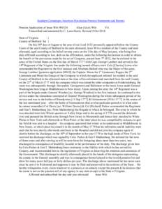 Southern Campaigns American Revolution Pension Statements and Rosters Pension Application of Jesse Witt W6524 Alice (Alcy) Witt VA Transcribed and annotated by C. Leon Harris. Revised 9 Oct[removed]State of Virginia