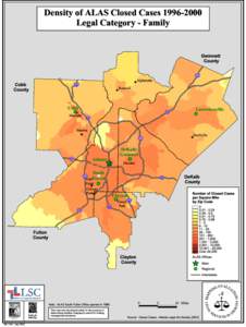 Density of ALAS Closed Cases[removed]Legal Category - Family Gwinnett County  %&k(