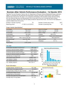 Navistar eStar Vehicle Performance Evaluation - 1st Quarter 2013