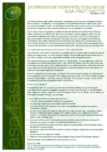 professional indemnity insurance ASA FAST FACTS asa fast facts  UPDATED MAY 2013