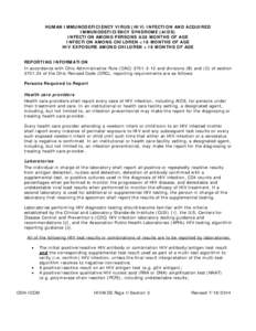 HUMAN IMMUNODEFICIENCY VIRUS (HIV) INFECTION AND ACQUIRED IMMUNODEFICIENCY SYNDROME (AIDS) INFECTION AMONG PERSONS ≥18 MONTHS OF AGE INFECTION AMONG CHILDREN <18 MONTHS OF AGE HIV EXPOSURE AMONG CHILDREN <18 MONTHS OF 