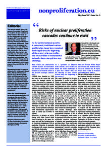 nonproliferation.eu  May-June 2013, Issue No. 9 Editorial The second session of the Preparatory Committee (PrepCom)