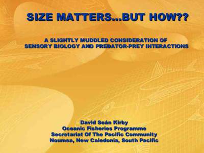 SIZE MATTERS…BUT HOW?? A SLIGHTLY MUDDLED CONSIDERATION OF SENSORY BIOLOGY AND PREDATOR-PREY INTERACTIONS David Seán Kirby Oceanic Fisheries Programme