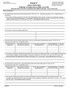 State of California Health and Human Services Agency PAGE C APPLICATION FORM FORENSIC AND BREATH ALCOHOL ANALYSES